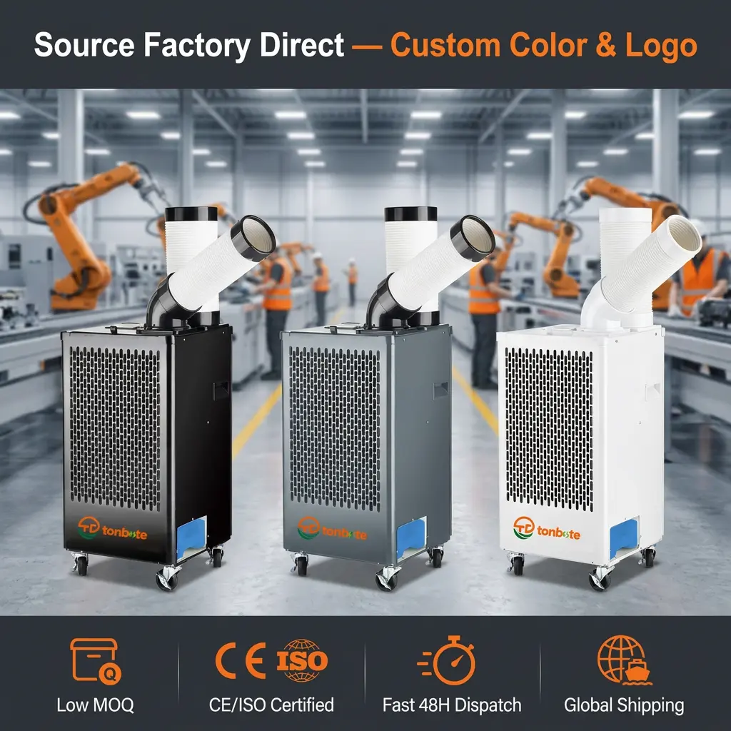 AC debout de plancher de climatiseur de tache d'évent réglable de boîtier en acier de flux d'air d'ODM 460m3h dans l'entrepôt de stockage de logistique