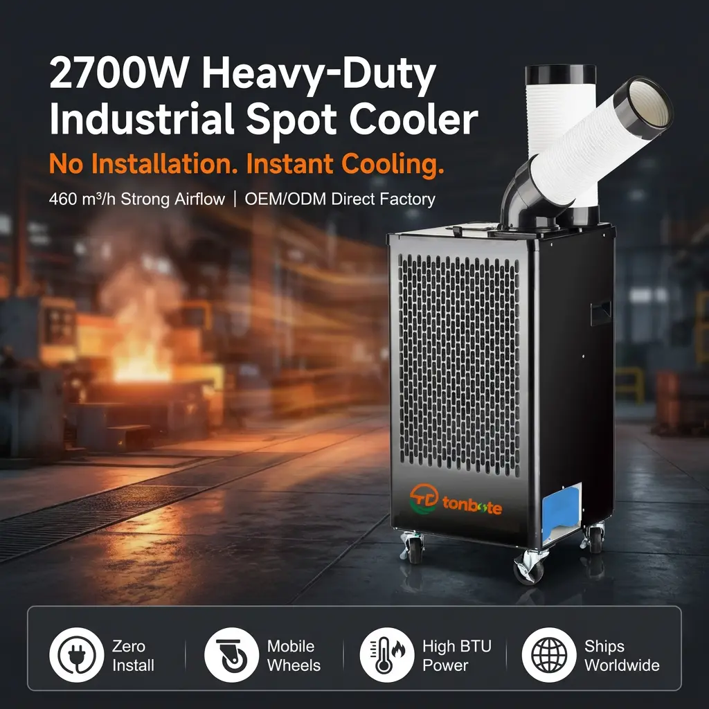 AC debout de plancher de climatiseur de tache d'évent réglable de boîtier en acier de flux d'air d'ODM 460m3h dans l'entrepôt de stockage de logistique