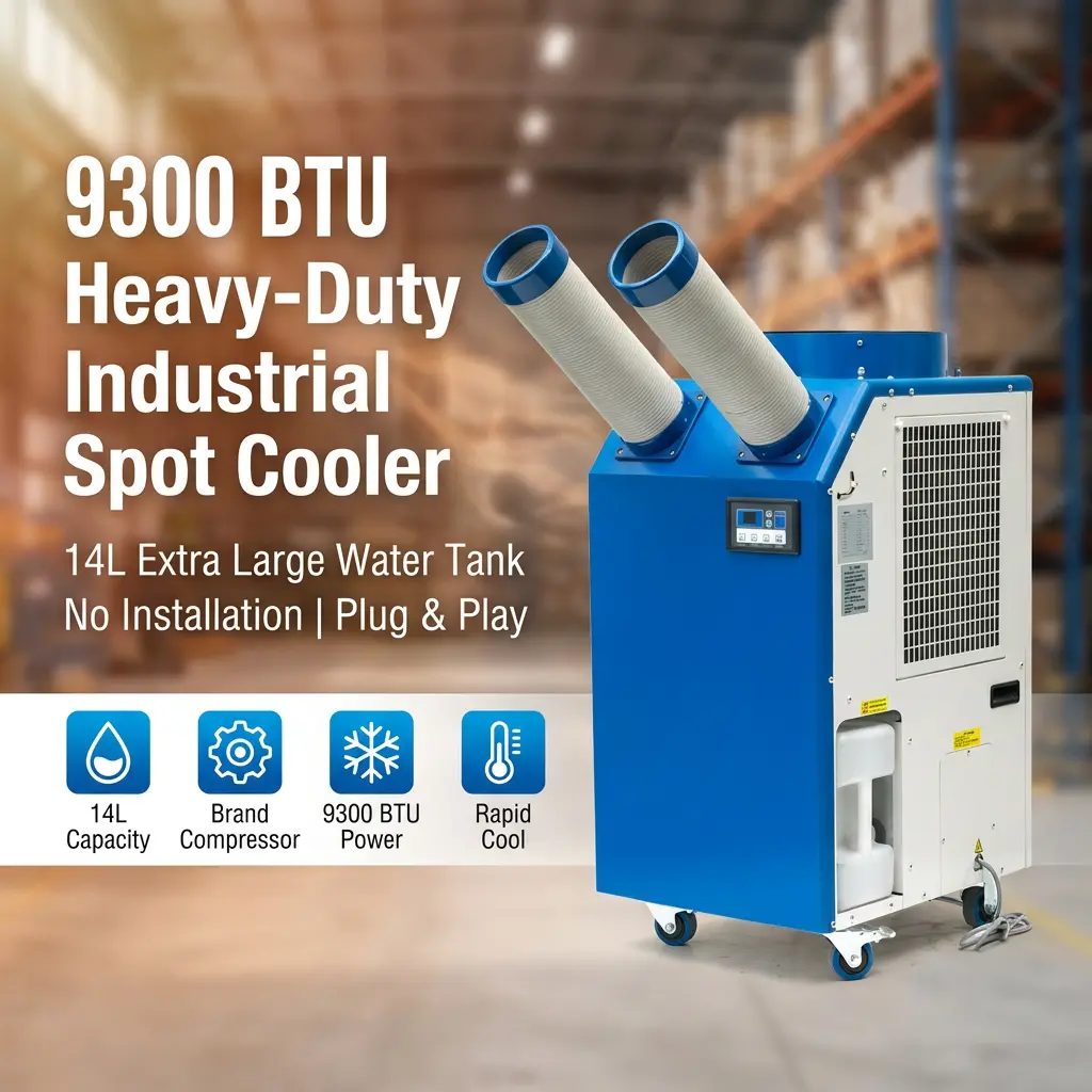 Climatiseur industriel portatif de refroidisseur de tache de compresseur rotatoire de la puissance 2700W 9300BTU du grand réservoir OEM 14L pour l'atelier Climatiseur industriel portatif de refroidisseur de tache de compresseur rotatoire de la puissance 2700W 9300BTU du grand réservoir OEM 14L pour l'atelier